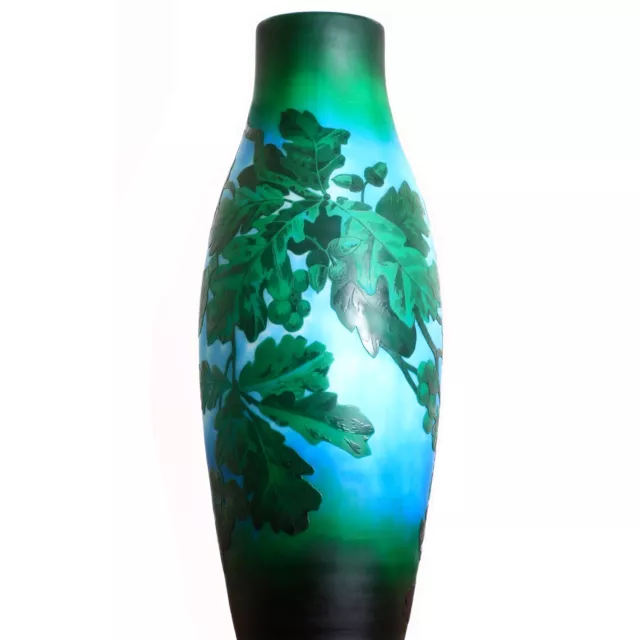 Très grand Vase Chêne et Glands d'Argental Paul Nicolas St Louis Nancy