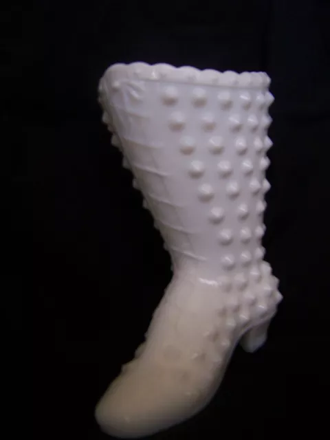 "Fenton" Hobnail milk glass boot