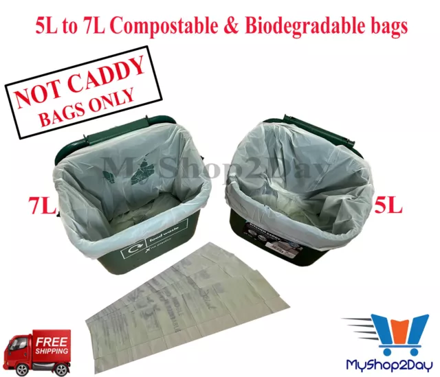 5L to 7L Compostable & Biodegradable Food Bin Caddy liners, Waste Bin Bio Bags