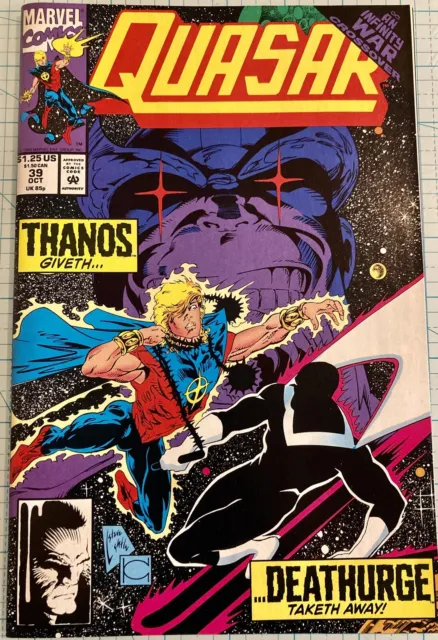 Quasar #39 NM Infinity War Crossover Marvel Comics 1992 Mark Gruenwald Thanos