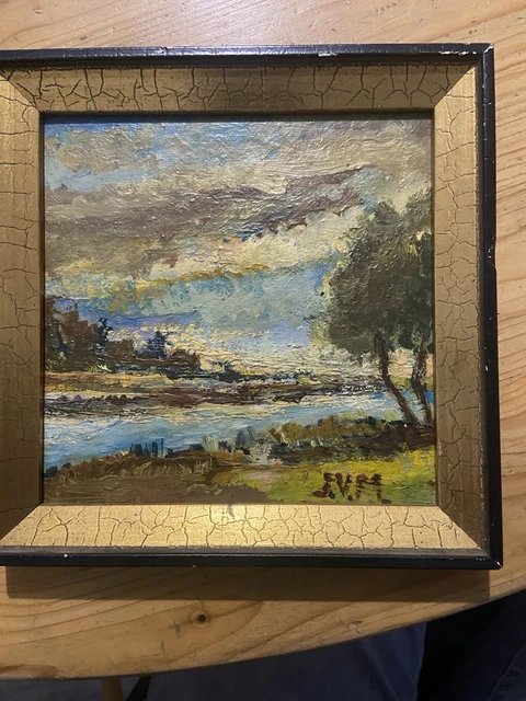 Tableau Ancien - Huile Sur Panneau Bois - Paysage Classique