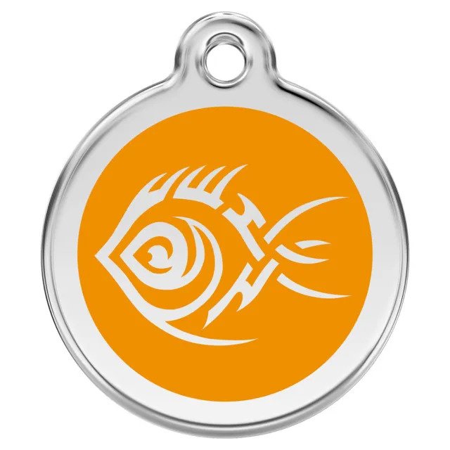 RedDingo Médaille pour Chiens Individuelle Gravure Tribale Poissons Orange, Neuf