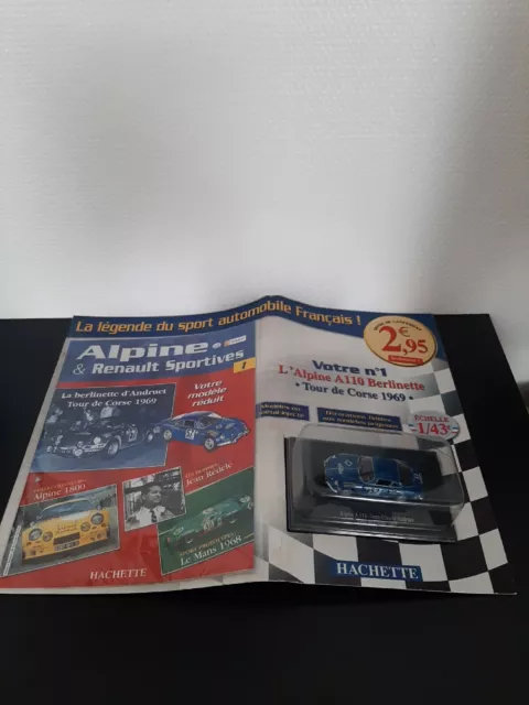 LK768 UH Hachette 1/43 Alpine A110 Tour Corse 1969 57 Alpine Renault sportives 1