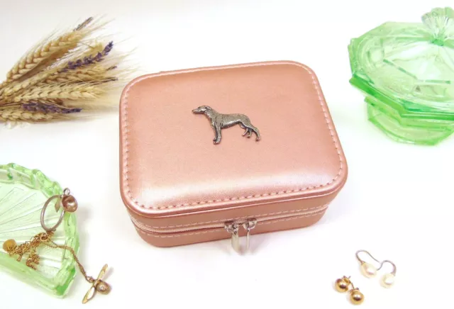 Greyhound design Rose Gold Travel Jewellery Box Greyhound Gift Dog Mum Xmas Gift