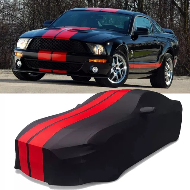SATIN CAR COVER Indoor Dustproof Gray-Stripe For Ford Mustang