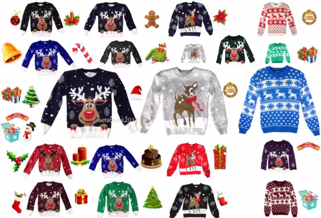 Maglione Natale Ragazze Rodolfo Natale Retro Ragazzi Maglione Inverno Bambini Pinguino Azteco