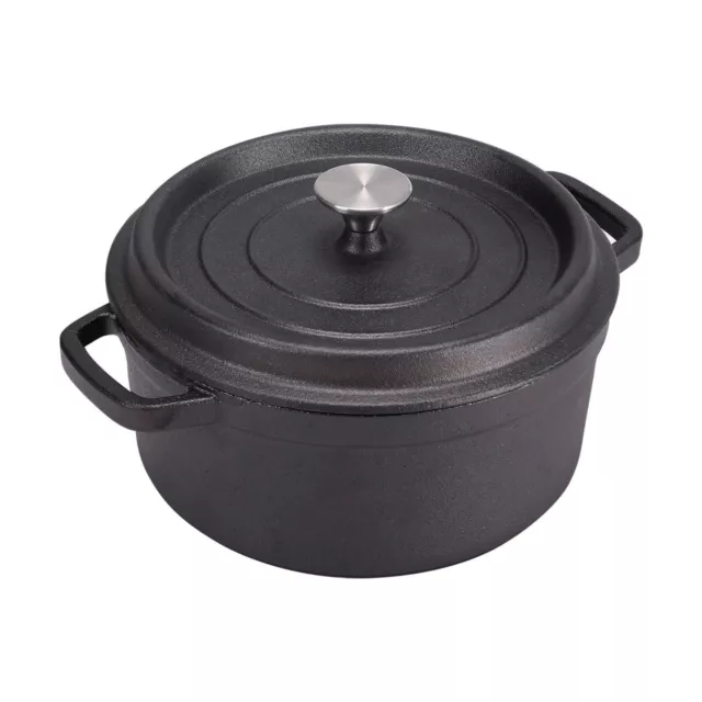 1-4.2L Cast Iron Casserole Dish Pot Pan Basting Lid Stew Stock Pot Baking Loaf