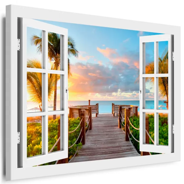 Bild auf Leinwand - Fensterblick Terrasse Zum Meer - AA0253