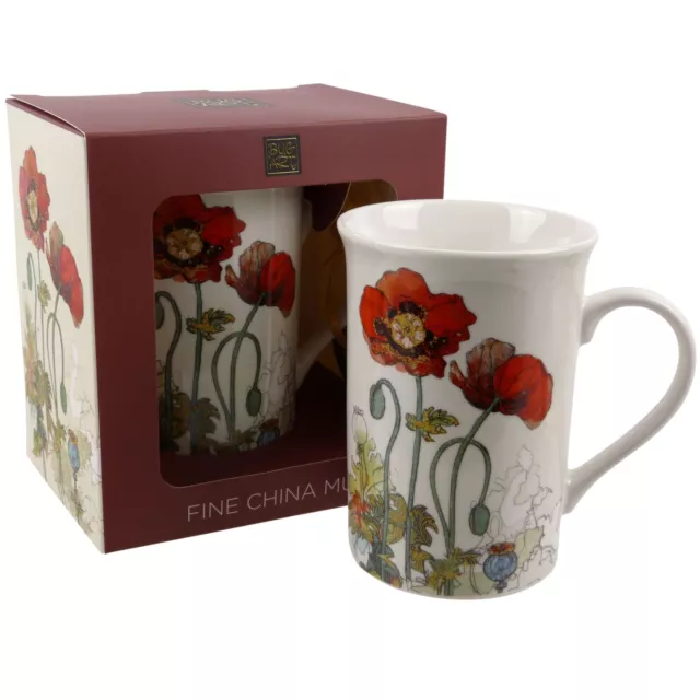 Amapola Amapolas Ilustración Taza Porcelana Regalo en Caja Bicho Arte