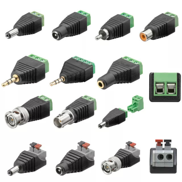 1 / 5 x Terminal Block BNC DC Cinch Klinke > Schraub- Klemmanschluss Adapter