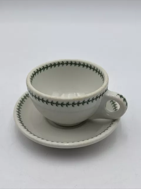 🔥Louisville & Nashville Rr Syracuse China Green Leaf Pattern Cup & Saucer🔥