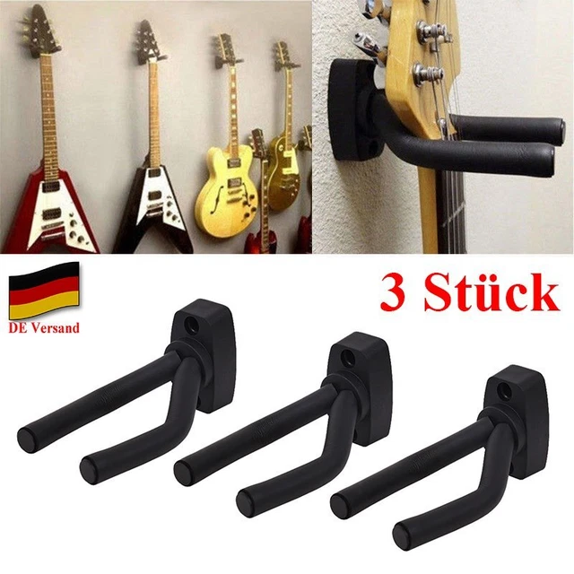 Gitarren-Wandhalterung Aus Metall – Schwarz, Mit Schwamm-Schutz, Für Gitarren, Bass, Ukulele & Mehr