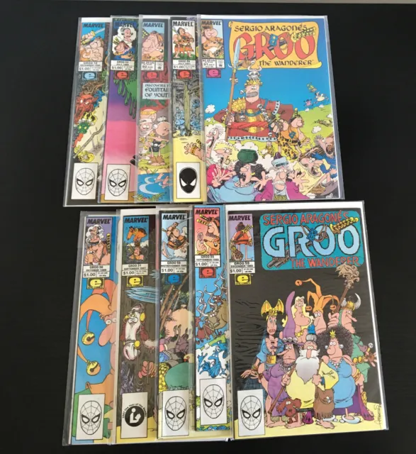 Groo the Wanderer Lot Of 10 Low Run Marvel Comics Key Rare Sergio Aragones