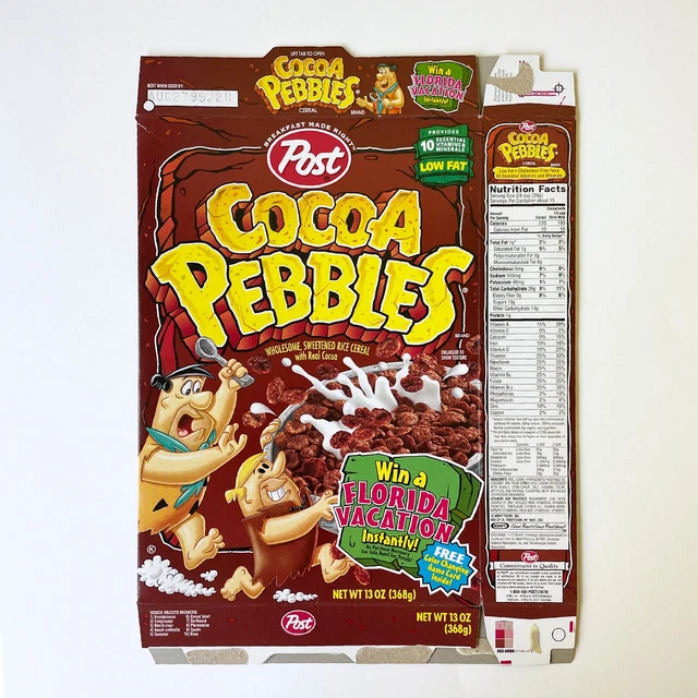 1999 Cocoa Pebbles Cereal Box Flintstones Fred Barney vrogue.co