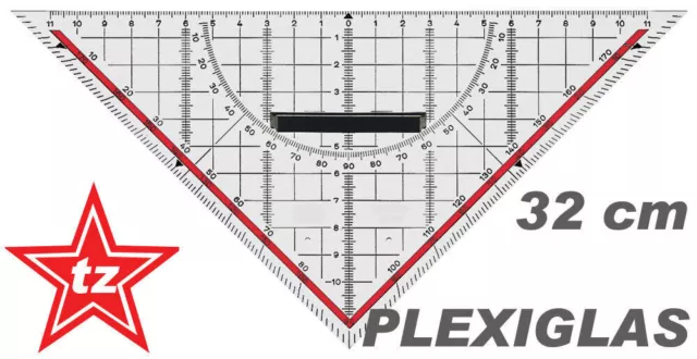 Geodreieck Zeichendreieck groß - aus PLEXIGLAS - Griff abnehmbar - 32cm