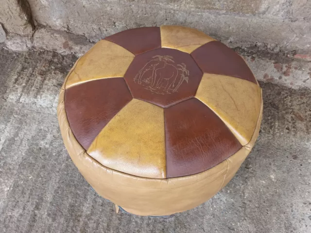 60er Vintage Hocker Sitzkissen Pouf Ottomane Kamelhocker 60s Kaminhocker braun 5
