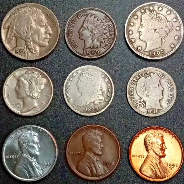 Old Obsolete US Coin Collection With Silver Starting 1800's Nice Set! (Lot#11)