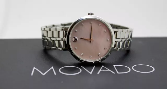 MOVADO 0606612 Museum Mother of Pearl Diamond Dial Ladies S.S.  Watch MSRP $1100