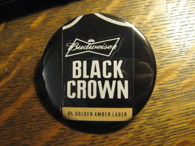 Budweiser Black Crown Bud Beer Golden Amber Lager Logo Advertisement Button Pin