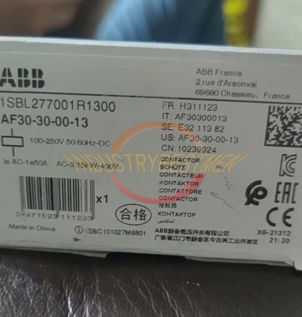 1PC New ABB Contactor AF30-30-00-13 100-250V AC/DC 1SBL277001R1300