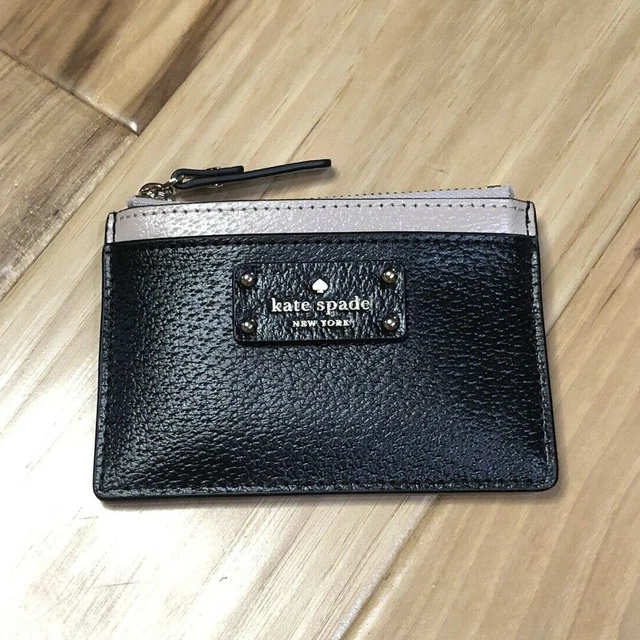 Kate Spade Grove Street Adi Card Case Holder with Zip pocket Warm Beige/ Black