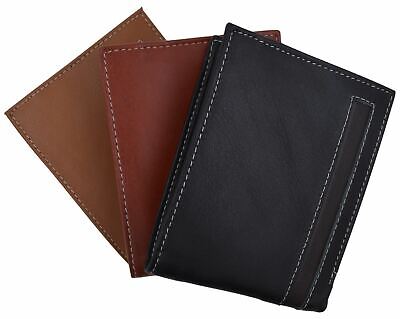 Cavelio Brand New Genuine Leather Bifold Wallets For Men With Flip-Up ID Window