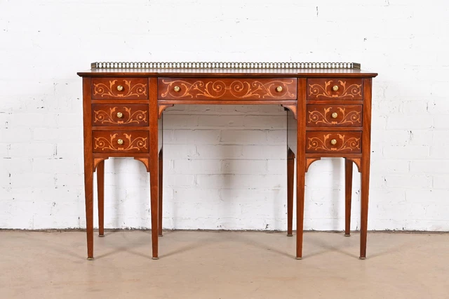 French Regency Louis XVI Mahogany Inlaid Vanity by Johnson Furniture Co.