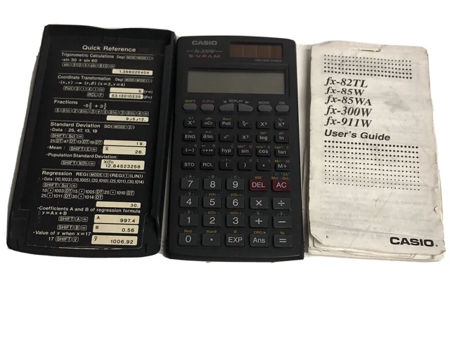 CASIO FX300W SCIENTIFIC Calculator Solar Powered with Cover and Quick