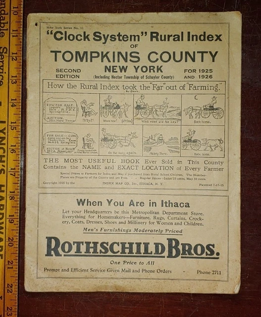 Vintage Antique 1925-26 Tompkins County Ny Phone Directory Ithaca & Locale
