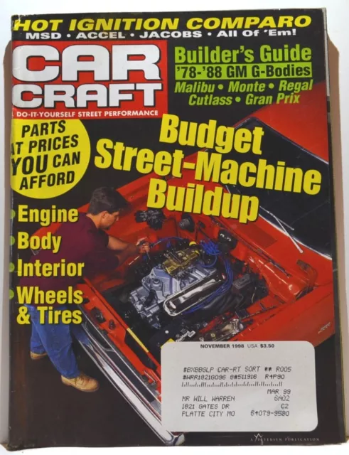 Rod & Custom Magazine November 1998 Budget Street Machine Buildup and More!