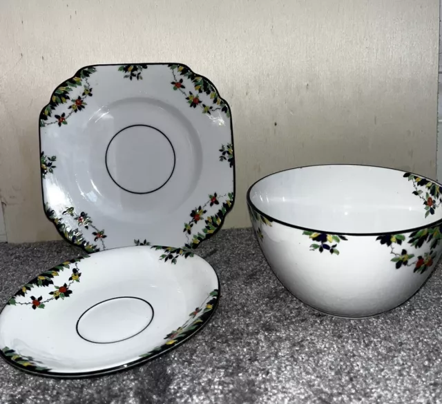 Vintage Rare Melba Bone China Side Plate, Bowl & Saucer 3 Piece Tea Set  VGC