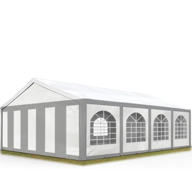 Partyzelt Pavillon 5x8m Bierzelt Festzelt Gartenzelt Vereinszelt Zelt grau-weiß