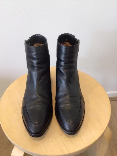 Womens Chloe Black Leather Ankle Boots Size 39” Made In Italy..