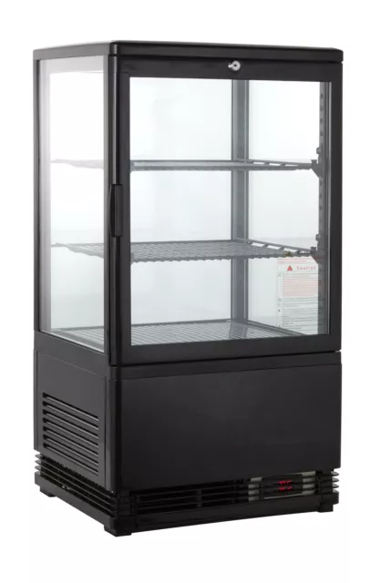 GastroHero Kühlvitrine ECO 58 Liter, LED-Beleuchtung, 2 Roste, schwarz |