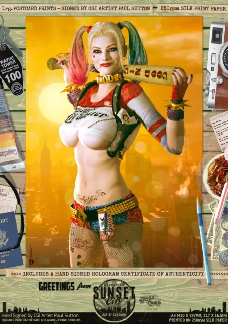 Harley Quinn SEXY Margot Robbie Suicide Squad DC Comic A3 Signed Print Gotham