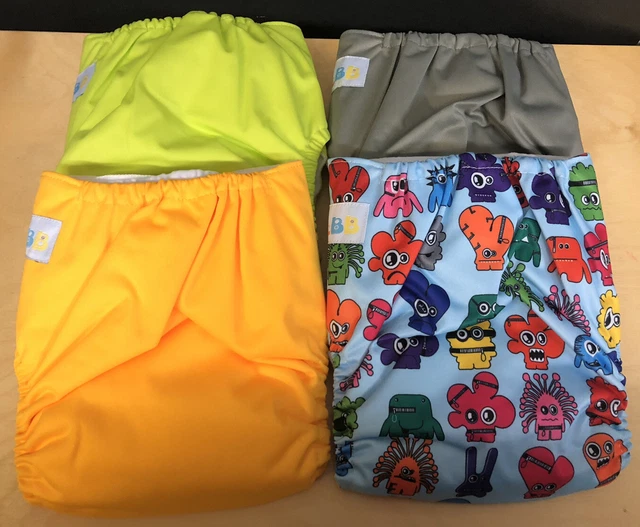 Baby Cloth Pocket Reusable Diapers Nappy With Inserts  Adjustable Nappies 4
