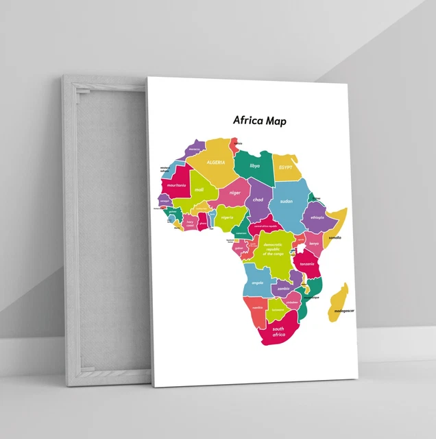 MAP OF AFRICA Educational Large CANVAS Art Print Gift A1 A1 A2 A3 A4 £19.00 PicClick UK
