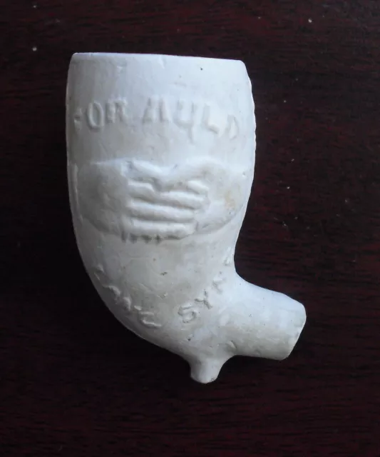 Vintage Late 1800s Era Clay Pipe Bowl Hands Shaking Design 1 3/4" Tall