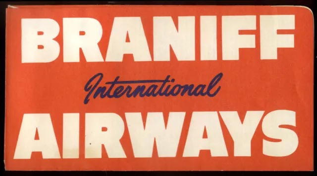 Braniff International Airways airline tcket wrapper wallet unused 1960s