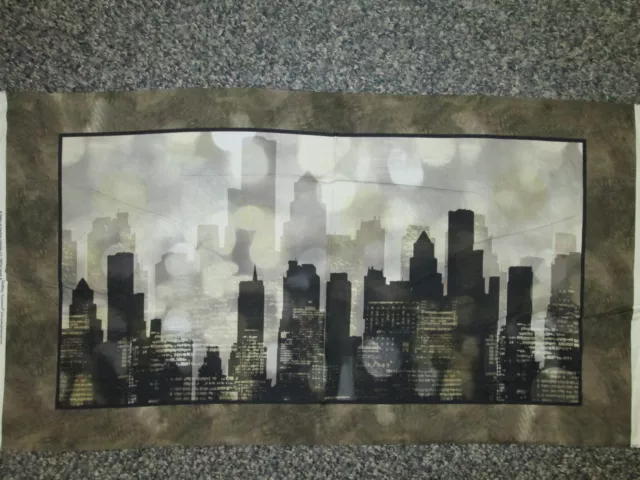 Nyc Big City Chicago Skyline Digital Wall Art Cotton Fabric Panel