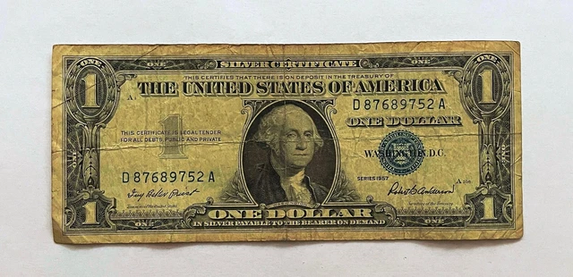 1957 Series One Dollar Note Silver Certificate (BLUE SEAL) Old US Dollar Bill