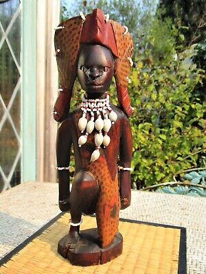 Vintage Hand Carved African Man Wood Figure Statue Sculpture Art Tribal Art