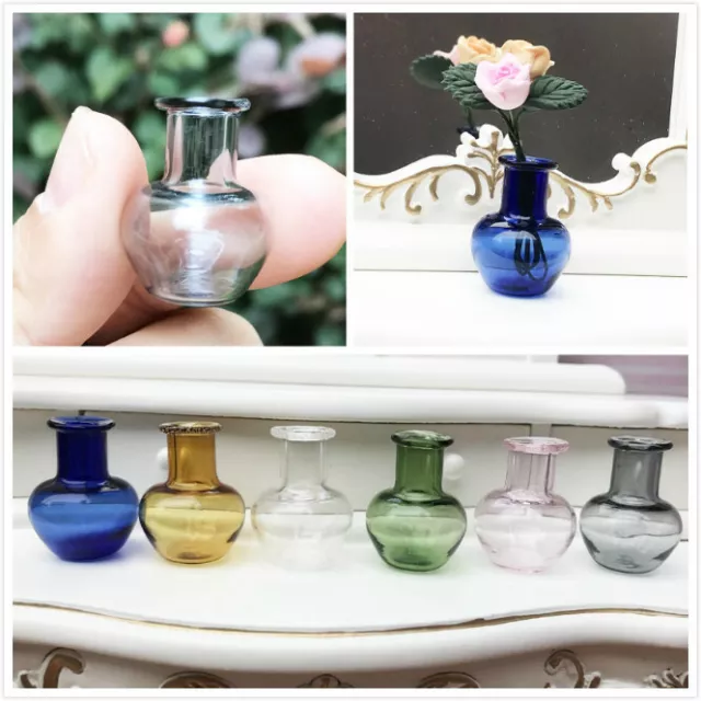 4x Dolls House 1:12TH Scale Miniature Clear Glass Vase Glassware Decor Accessory