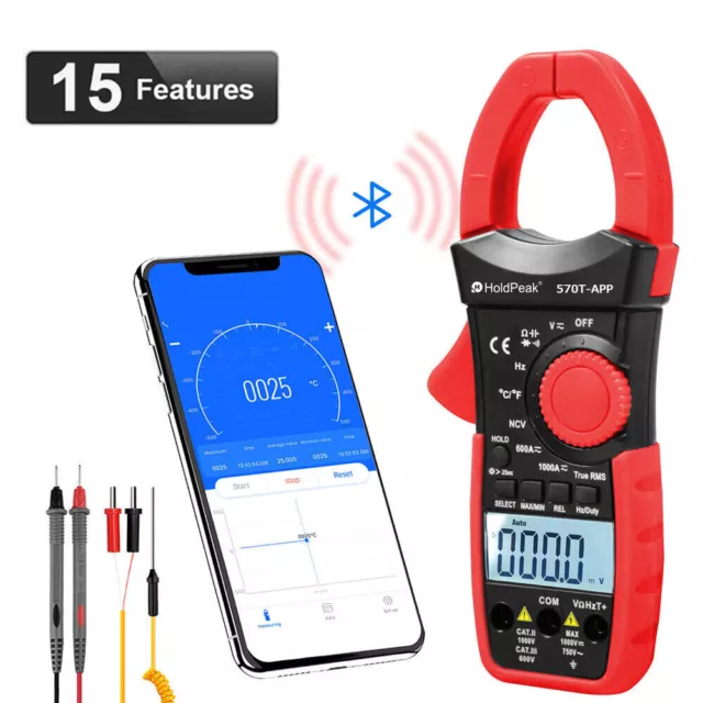 Multimeter Tester AC DC Volt Amp LCD Digital Clamp Meter Auto Range APP Blutooth