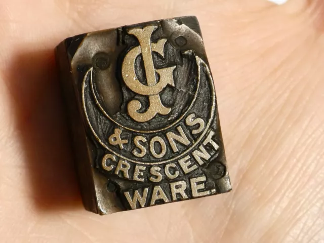 GJ & Sons Crescent Ware GEORGE JONES Pottery Advert Printing Block #B409