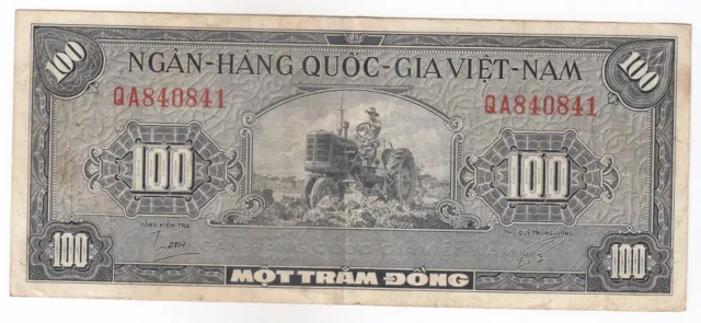 South Vietnam, 100 Dong, 1955, P8, XF+