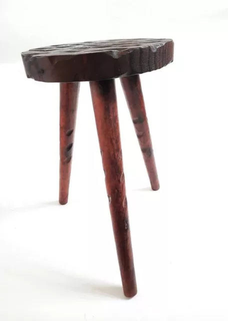 Vintage French Solid Wood Stool, Travellers Milking Stool, Artisan Handmade
