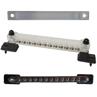 12 Way Busbar Power Distripution Block Transparent Stud Cover 130A AC / 150A DC
