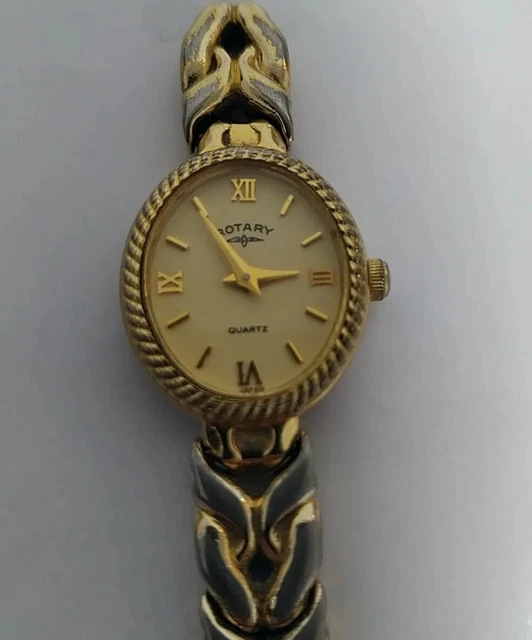 VINTAGE ROTARY, LADIES, Gold Plated, Quartz Watch 4055 Bracelet Strap