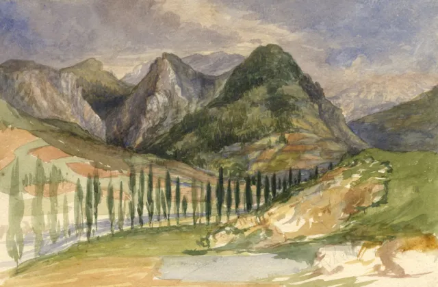 Bagnères-de-Bigorre, Pyrenees, France – mid-19th-century watercolour painting